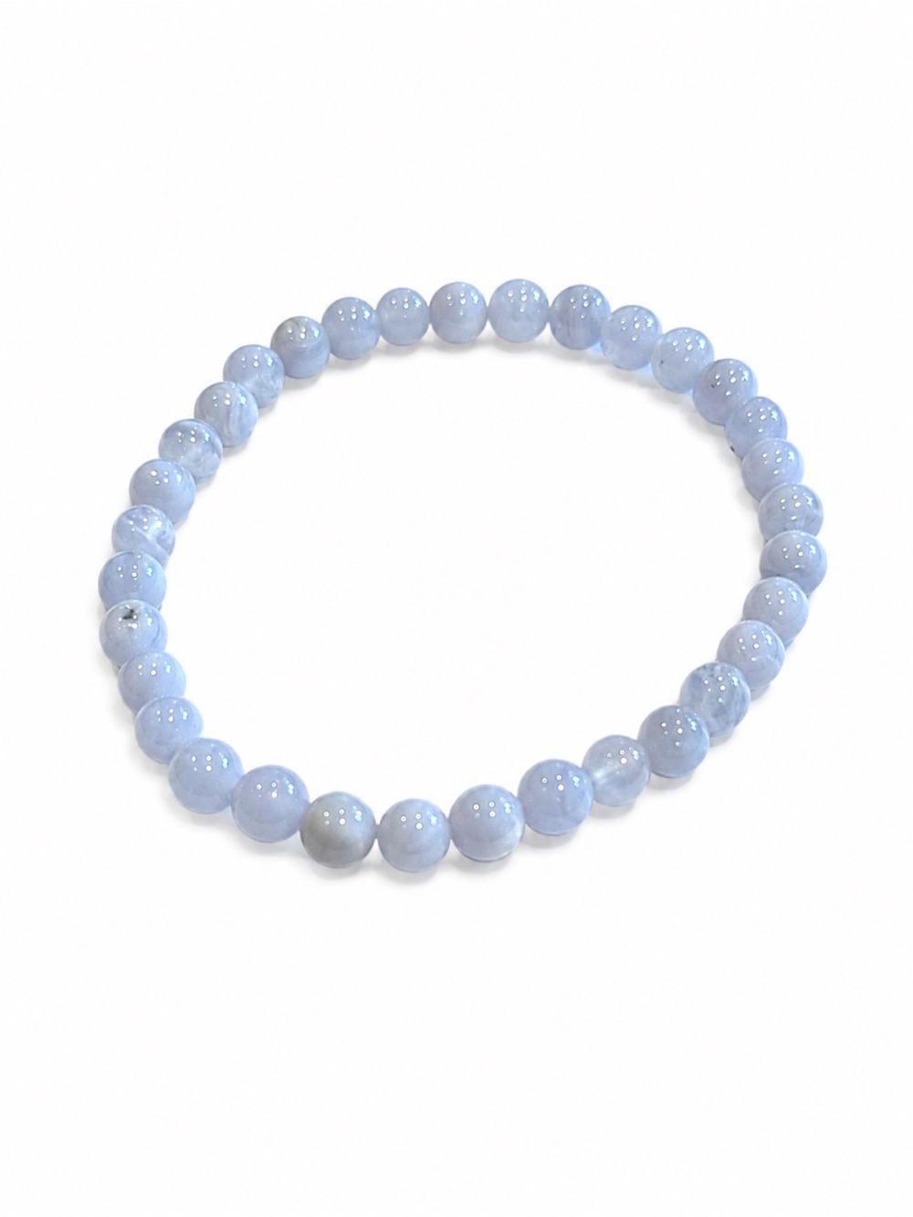 Blue Lace Agate Beaded Bracelet New